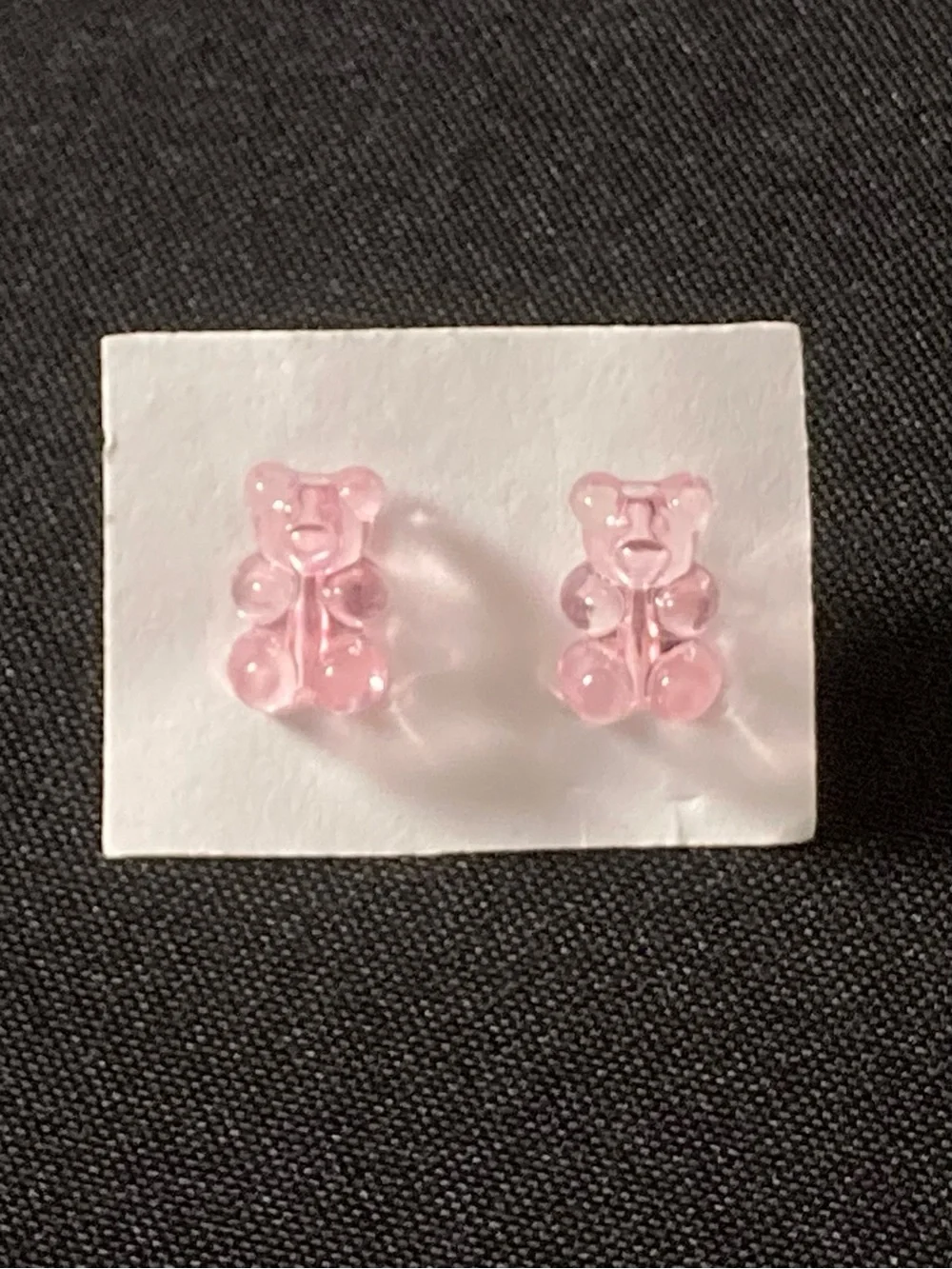 Handmade Pastel Pink Transparent Gummy Bear Stud Earrings